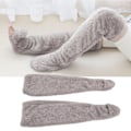 Miniatyrbilde 1 av 8: Over Knee Fuzzy Socks Vinter Hjem Sove Myk Tykk Pustende Plysj Strømper Benvarmer Grå