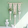 Miniatyrbild 1 av 5: Macrame tråd blomkruka dekoration - Boho väggdekor blomkruka hängande korg hem bomullsrep för inomhus- och utomhusbruk