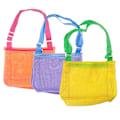 Miniatyrbilde 1 av 5: 3 stk Strandleketøy Mesh Bag, for å holde skjell, frukt eller leker, justerbare bæreseler og glidelås for gutter og jenter