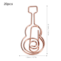 Miniatyrbillede 6 af 8: 20 stk. formet papir klips metal materiale guitar form rose guld lys bærbar søde kontor klips til klassificering