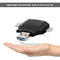 Miniatyrbilde 1 av 2: Multifunksjonell fire-i-ett minnekortkamera OTG-kortleser for IOS mobiltelefon svart
