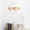 Miniatyrbild 6 av 7: Minimalistisk Design Väggklocka, Stilfull Heminredning Med Synligt Trä Och Tyst Icke-Tickande Mekanism