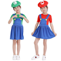 Miniatyrbild 4 av 4: Vuxna Barn Spel Rolig Superbror Mari Bros Fantasia Overall Man Klänning Kostym Anime Cosplay Kostym Karneval Halloween Kostym L Girl Red style