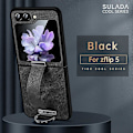 Miniatyrbild 1 av 5: Z Flip 5 Case, tunt Pu Läder Ring Stand Case För Samsung Galaxy Z Flip 5 Med handremshållare Black