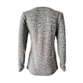 Miniatyrbild 3 av 5: Kvinnors höst-/vintermode V-ringad print Långärmad Casual Lös T-shirt Plus Size Grey XL