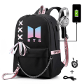 Miniatyrbild 1 av 3: Bts väska kedja ryggsäcksrem USB-laddning perifer skolväska