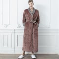 Miniatyrbild 1 av 4: Kvinnor Män Vinter Plus Size Flanellrock Extra lång Huva Varm Morgonrock Lovers Tjock Kimono Badrock Man Morgonrock Robes men fur robe coffee L