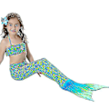 Miniatyrbild 3 av 4: Barn Flickor Mermaid Tail Bikini Set Badkläder Baddräkt Simdräkt Green 8-9 Years