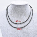 Miniatyrbild 5 av 5: Svart vax lädersnöre Rostfritt stål Vridspänne Halsband Choker Rope Smycken L 2MM
