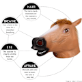 Miniatyrbild 2 av 4: Djurmask i Latex, Häst Huvudmask för Vuxen, Brun Häst Huvud, Nyhet Halloween Kostym för Maskeradfest, Rolig Karneval Cosplay horse-smile