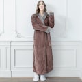 Miniatyrbild 1 av 4: Kvinnor Män Vinter Plus Size Flanellrock Extra lång Huva Varm Morgonrock Lovers Tjock Kimono Badrock Man Morgonrock Robes women furrobe coffee XL