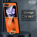 Miniatyrbild 1 av 5: Z Flip 5 Case, tunt Pu Läder Ring Stand Case För Samsung Galaxy Z Flip 5 Med handremshållare Orange