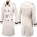 Miniatyrbild 3 av 3: Herr Vår Höst Vindjacka Lång Trenchcoat Med Bälte Herr Ärtrocka Dubbelknäppt Ärtrock W03 Asian 4XL (US Lplus) Navy Blue