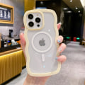 Miniatyrbild 1 av 5: Magsafe Clear Case Kompatibel med Iphone 15 Pro Max, Cute Wave Frame Soft Tpu Stötsäkert case för kvinnor Yellow For iPhone 15 Pro Max