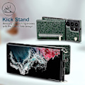 Miniatyrbild 3 av 5: Case i läder för Samsung Galaxy S23 Ultra/ S23+/ S23 med halsrem & stativ & dragkedja Green for S23 Ultra