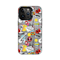 Miniatyrbild 1 av 4: Tecknad Frosted Dubbellager Färg Silver Phone Case Iphone 15 Case Case Stil D Svart Ypmd0922