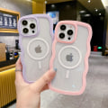 Miniatyrbild 5 av 5: Magsafe Clear Case Kompatibel med Iphone 15 Pro Max, Cute Wave Frame Soft Tpu Stötsäkert case för kvinnor Yellow For iPhone 15 Pro Max