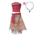 Miniatyrbild 1 av 4: Moana Klänningar Flickor Barnkläder Cosplay Vaiana Prinsessklänning Halsband Peruk Barn Karneval Fest Sommar Disney Kostym Set Moana Set 01 11-12T(160)
