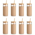 Miniatyrbild 1 av 7: tronco 20 oz glasglas glas vattenflaska sugrör Silikon skyddshylsa bambu lock - BPA fri - bärnsten Amber 8 Count (Pack of 1)