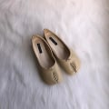Miniatyrbild 1 av 5: Tabi Ninja Skor Kvinna Mikrofiber Läder Bekväma plattor Delad tå Tofflor Mjuk botten Loafers Rejäla shorts dammockasiner 35-40 apricot flats 6.5
