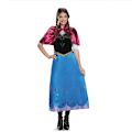 Miniatyrbild 4 av 4: Fryst Anna Princess Cosplay-kostymer Vuxna Snödrottning Klänning Elsa Cosplay Kläder Saga Fest Karneval Halloween Outfits One Size dress(with wig)