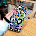 Miniatyrbild 3 av 5: Tecknad Frosted Dubbellager Färg Silver Phone Case Iphone 15 Case Case Stil B Svart Ypmd0881