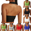 Miniatyrbild 1 av 5: Halterneck Sports BH Backless Fitness Bustier Vadderad Push Up BH för kvinnor Black L