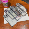Miniatyrbild 2 av 5: Magsafe Magnetic Luxury Plating Bling Rhinestones Diamond Sparkly Shockproof Case För Iphone 15 Pro Max 15 Ultra Silver