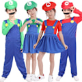 Miniatyrbild 2 av 4: Vuxna Barn Spel Rolig Super Bröder Mari Bros Fantasia Overall Man Klänning Kostym Anime Cosplay Kostym Karneval Halloween Kostym L Man Green style