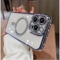 Miniatyrbild 1 av 5: Magsafe Magnetic Luxury Plating Bling Rhinestones Diamond Sparkly Shockproof Case För Iphone 15 Pro Max 15 Ultra Blue