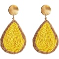Miniatyrbild 1 av 3: Bohemian Woven Straw Wicker Raffia Rotting Dingle Örhängen Geometriska Circle Round Drop Earrings yellow teardrop