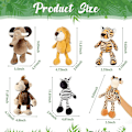 Miniatyrbild 2 av 3: 6 delar Safari gosedjur Plysch djungel djurleksaker set för pojkar Flickor, söt lejon elefant Zebra giraff tiger apa för djurtema