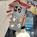 Miniatyrbild 5 av 5: Tecknad Frostat Dubbellager Färg Silver Phone Case Iphone 15 Case Case Stil J Svart Ypmd0833