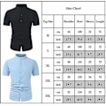 Miniatyrbild 2 av 2: Ståkrage för män Button Down-skjortor Kortärmad bomull Linnelook Strand Casual Snygg sommarskjorta Toppar Black M