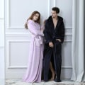 Miniatyrbild 3 av 4: Kvinnor Män Vinter Plus Size Flanellrock Extra lång Huva Varm Morgonrock Lovers Tjock Kimono Badrock Man Morgonrock Robes men grey XL
