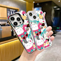 Miniatyrbild 1 av 5: Tecknad Frosted Dubbellager Färg Silver Phone Case Iphone 15 Case Case Stil E Svart Ypmd0928
