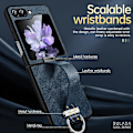 Miniatyrbild 3 av 5: Z Flip 5 Case, tunt Pu Läder Ring Stand Case För Samsung Galaxy Z Flip 5 Med handremshållare Orange