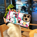 Miniatyrbild 3 av 5: Tecknad Frosted Dubbellager Färg Silver Phone Case Iphone 15 Case Case Stil E Svart Ypmd0928