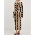 Miniatyrbild 3 av 5: Sommar Kvinna Randig Stickad Maxi Kläder Elegant O-ring Flare Långärmad Bodycon Kläder Dam Mode Streetwear Party Kläder Black 01 L
