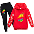 Miniatyrbild 1 av 2: Tecknade barn Prestonplayz Sweatshirts Tonårsflickor Pojkar Preston Playz Vår Höst Sport Fritid Långärmade Huvtröjor Set PH1501-2-RD 170CM(15-16Y)