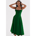 Miniatyrbild 1 av 5: Kvinnor Blommig Boho Midi Bustier Kläder Dam Carmen Print Solklänning Sommar Beach Swing Kläder Grön Slip Klänning Asia L EU M
