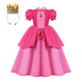 Miniatyrbild 1 av 4: Disney Anna Elsa klänning barn prinsessklänning för flickor barn cosplay persika jul karneval fest utklädnad outfit Peach Dress 6Y (130)
