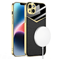 Miniatyrbild 1 av 4: Gkk Stötsäker Case För Iphone 14 Plus Case Tpu+pc+pu Läder galvanisering Cover Carbon Fiber