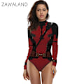 Miniatyrbild 2 av 4: Zawaland Vuxen Superhjälte Deadpool Wolverine Tryck Långärmad Fest Overall Cosplay Kostym Halloween Fest Zentai Bodysuit S-M 184