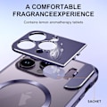 Miniatyrbild 2 av 5: Metall Magsafe case kompatibelt med Iphone 15 Pro Max, linsskydd i legering Case med osynligt Kindstand Silver For iPhone 15 Pro Max