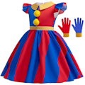 Miniatyrbild 2 av 4: Pomni Cosplay-kostym Anime The Amazing Digital Circus tecknad uniform hatt handskar Halloween-fest för flickor pojkar barn kostymer 9-10T(150) d4