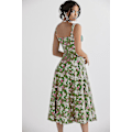 Miniatyrbild 5 av 5: Kvinnor Blommig Boho Midi Bustier Kläder Dam Carmen Print Solklänning Sommar Beach Swing Kläder Grön Blomma Asia L EU M