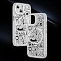 Miniatyrbild 2 av 5: Creative Painted Pattern Matte Hudvänlig Magsafe magnetiskt phone case Lämplig för Iphone och andra modeller Style C Transparent Black Ypcx