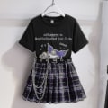 Miniatyrbild 2 av 4: Sanrios Cartoon Kawaii Flickor Vit T-shirt Kostym Kuromi Söt Sommar Kortärmad College Jk Uniform Kjol Barn Fashionabla Kjol Kuromi3 120cm