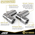 Miniatyrbild 2 av 6: JACO Lightning L2-serien däckluftchuck - 1/4&#34; F-NPT | Open Flow (2-pack)